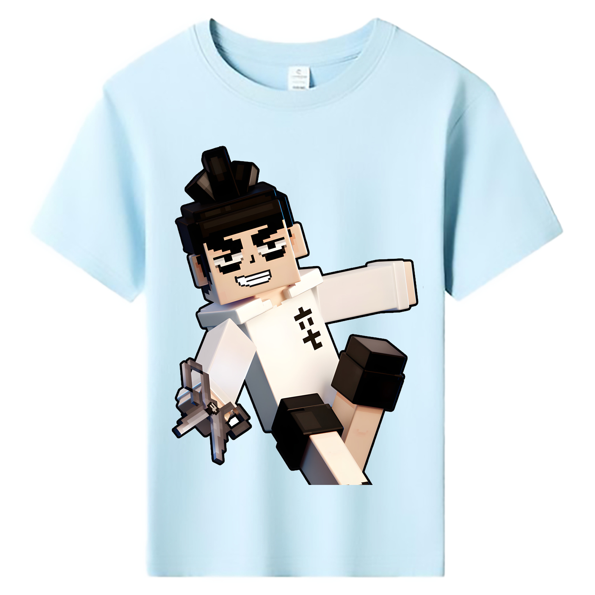 （画像用） マインクラフト ブロックの世界 Minecraft MC Block world 綿100％キッズTシャツ（フロントプリント）